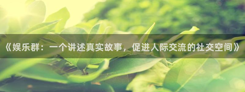 永利皇官平台注册入口：《娱乐群：一个讲述真实故事，促进人际交流的社交空间》